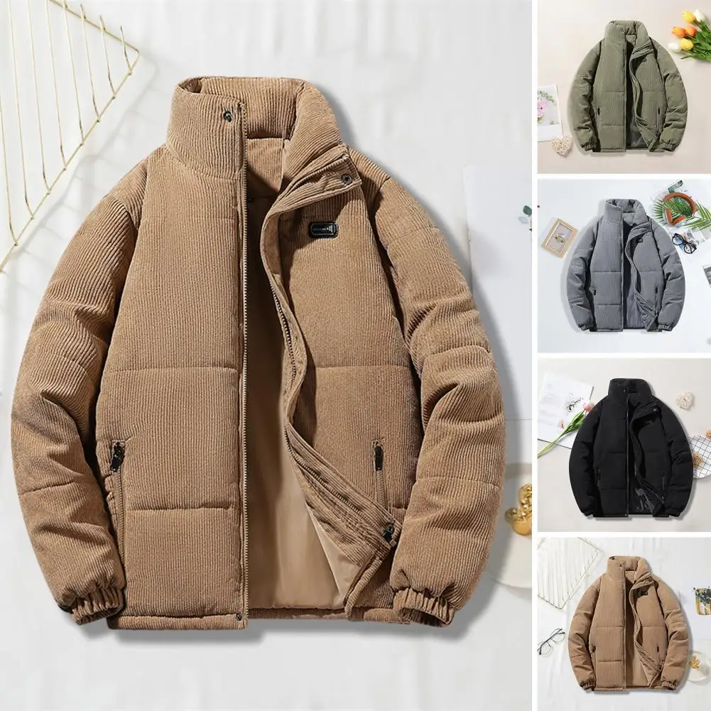 

Men's Winter Jacket Corduroy Cotton Padded Warm Parkas Autumn Puffer Coat Male Vintage Korean Man Thermal Windbreaker Clothing