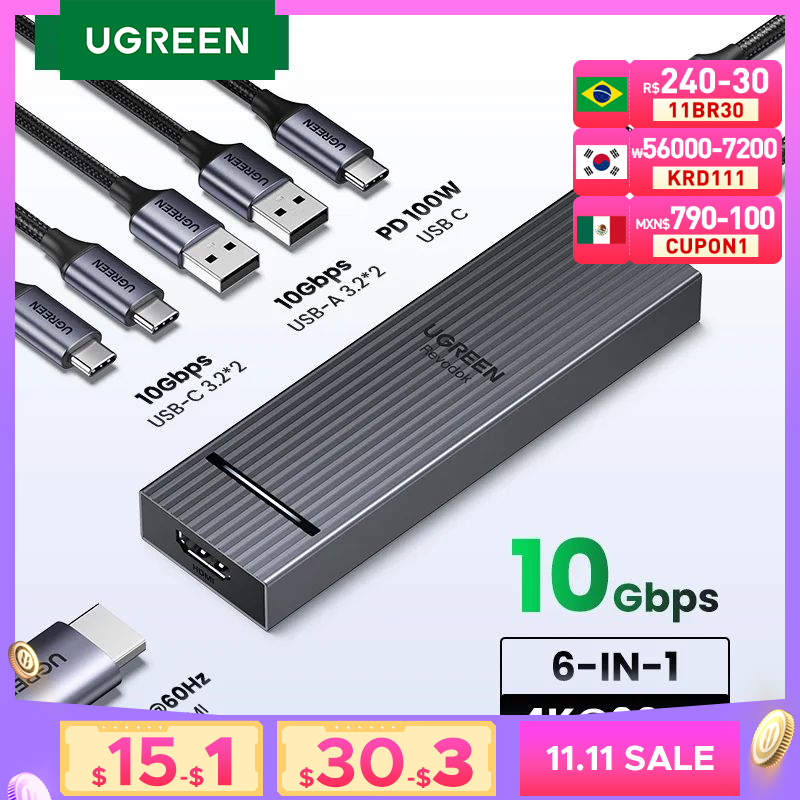 UGREEN USB C HUB 10Gbps 4K60Hz HDMI USB3.2 PD100W USB Splitter for Laptop Macbook Pro Air iPad Phone Android Docking Station