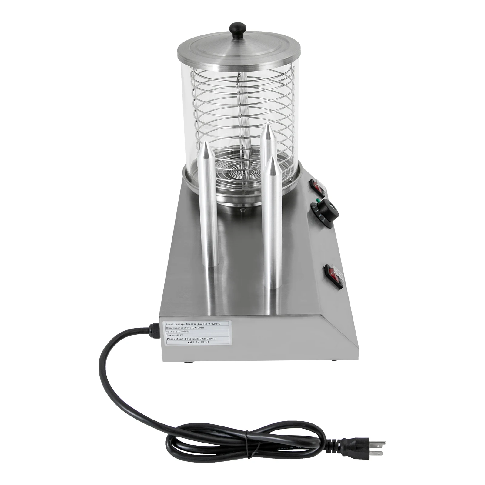 Hot Dog Steamer Bun Warmer 458W Stainless Steel Portable Commercial Hot Dog Machine with Bun Warmer for Breakfast Sausage Party 6
