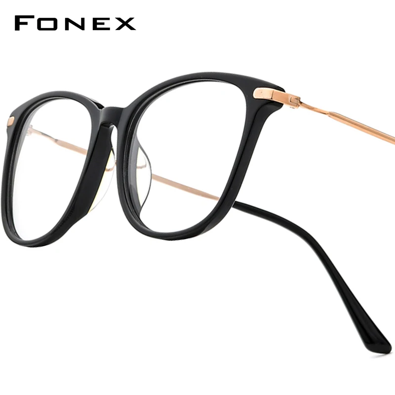 FONEX Acetate Titanium Glasses Frame Men Retro Vintage Round Eyeglasses Women Japanese Spectacles Ultralight Eyewear 85667