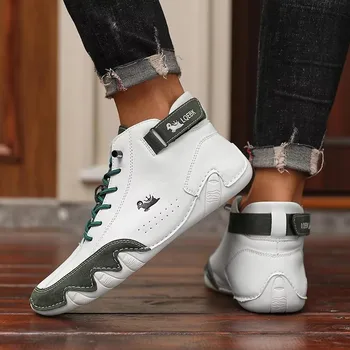 حذاء رجالي بدون كعب عالي القطع مريح ناعم مقاوم للماء حذاء مسطح للمشي في الحديقة والتنس ماركة فاخرة 2025 حذاء بمقدمة مستديرة عصري 3