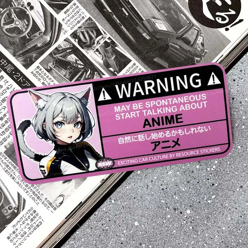 Cartoon Car Sticker Warning Airbag Check Warning Decal Anime Waterproof Car Accessories Stickers SH40