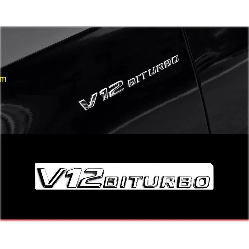 Premium Universal Car Fender Emblem Badge - V8 BITURBO 4MATIC+ Design