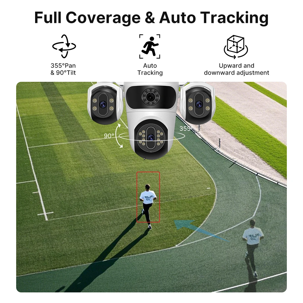 WONSDAR WIFI Camera Three Screens PTZ Camera Human Detection Security CCTV Surveillance HD External Three Lens Camera iCsee APP 4