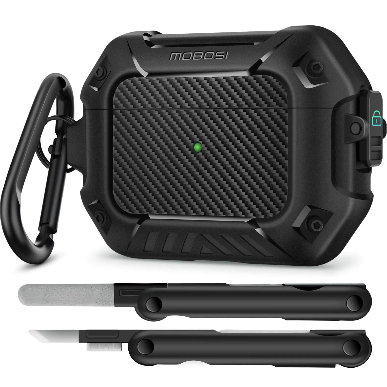 MOBOSI Shockproof Protective Case with Lock, Keychain & Cleaner Kit
