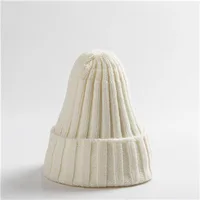 Knitted  Solid Edge Curl Colored Woolen Men's and Women's  Ear Protection Warm Fitting Hood  Autumn and Winter Hat Trend - Image 2