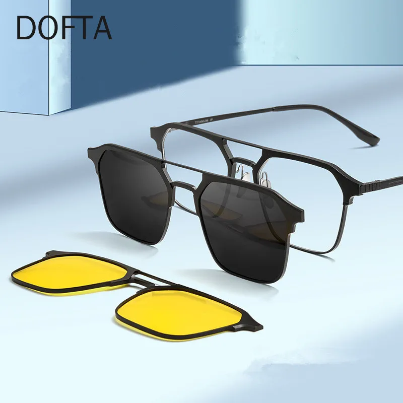Dofta Optical Glasses Frame Double Beam Pure Titanium Clip On