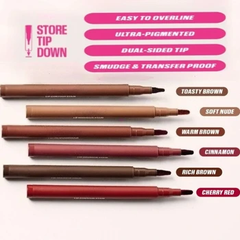 Matita labbra effetto velluto marrone nude opaca, impermeabile, a lunga tenuta, rosso ciliegia, per contorno labbra e rossetto, trucco per donna