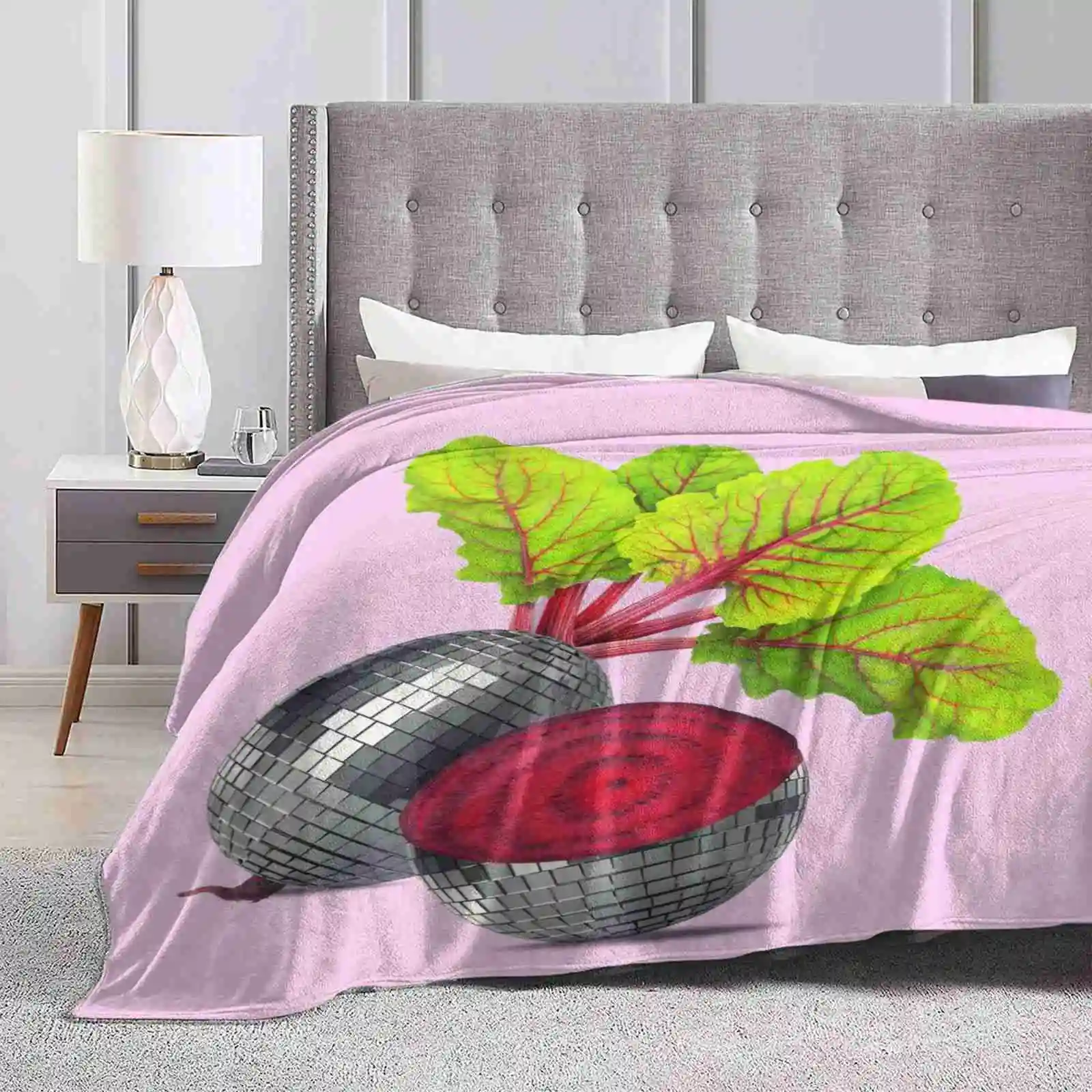 Lascia Che Il Beat Drop Divano Letto Confortevole Di Alta Qualità Coperta Morbida Barbabietola Musica Divertente Collage Graphic Design Vegan Veggie K