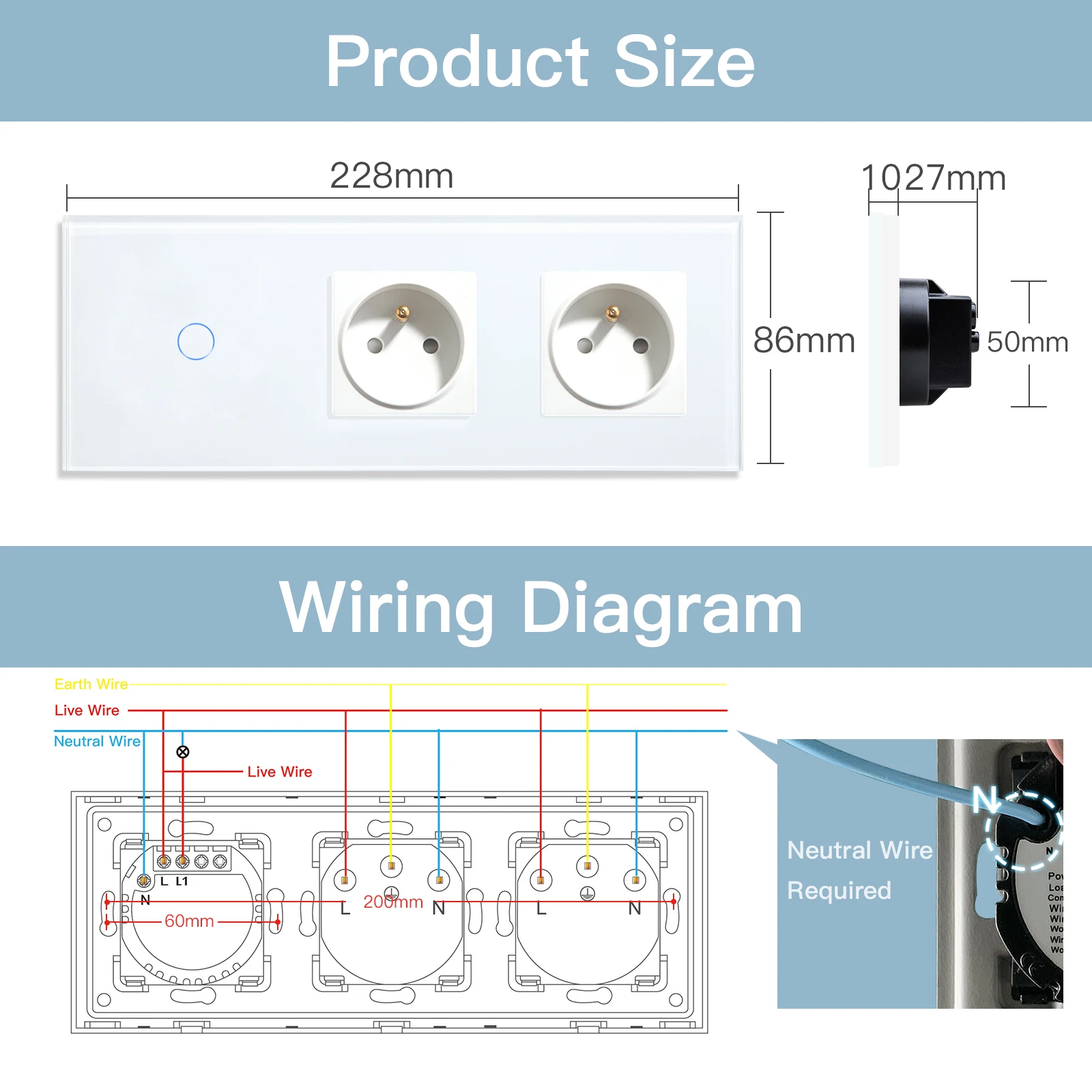 BSEED ZigBee 조명 스위치 1/2/3Gang 스마트 터치 스위치 Smart USB C가 없는 일반 프랑스어 소켓이 있는 스마트 라이프 APP 유리