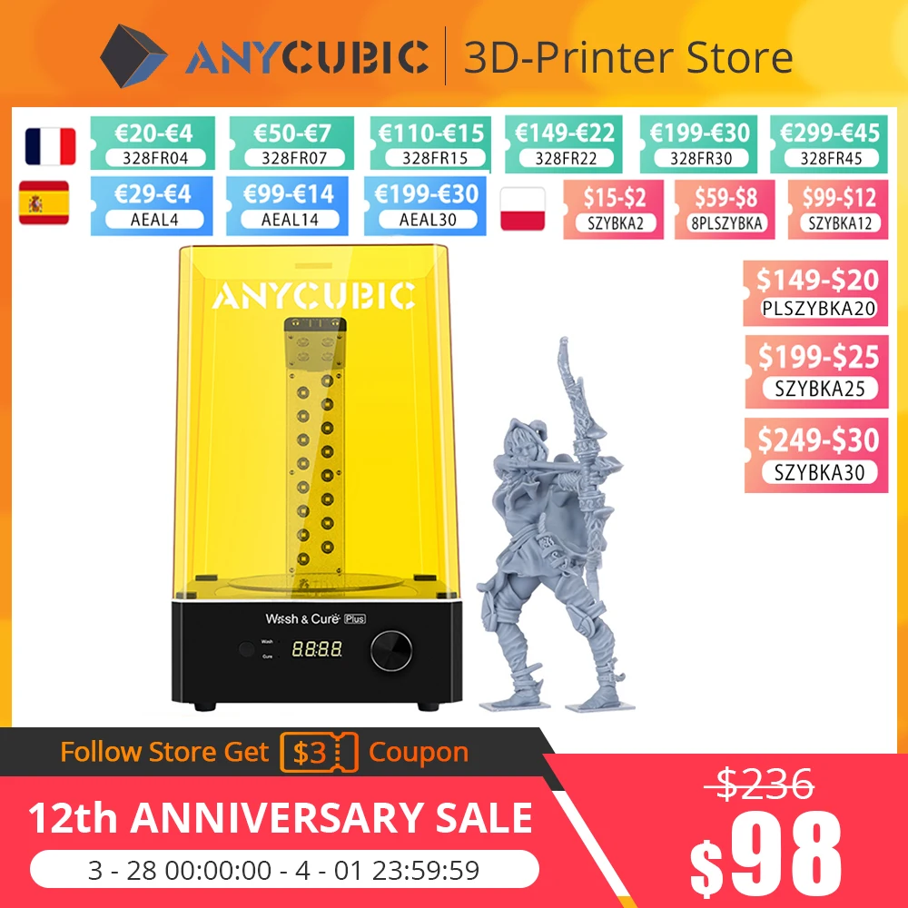 ANYCUBIC Wash&Cure Machine For 3d Model OFFicial Printer and Ranking TOP20 Washing