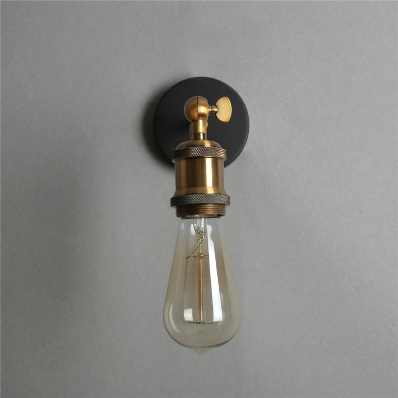 Mengjay Applique Vintage in Legno, Lampada da Parete Industriale Retrò con Base Rotonda in Metallo, Lampada a Muro a Sospensione Nera per Interni E27 per Camera da Letto, Soggiorno. (Bianco