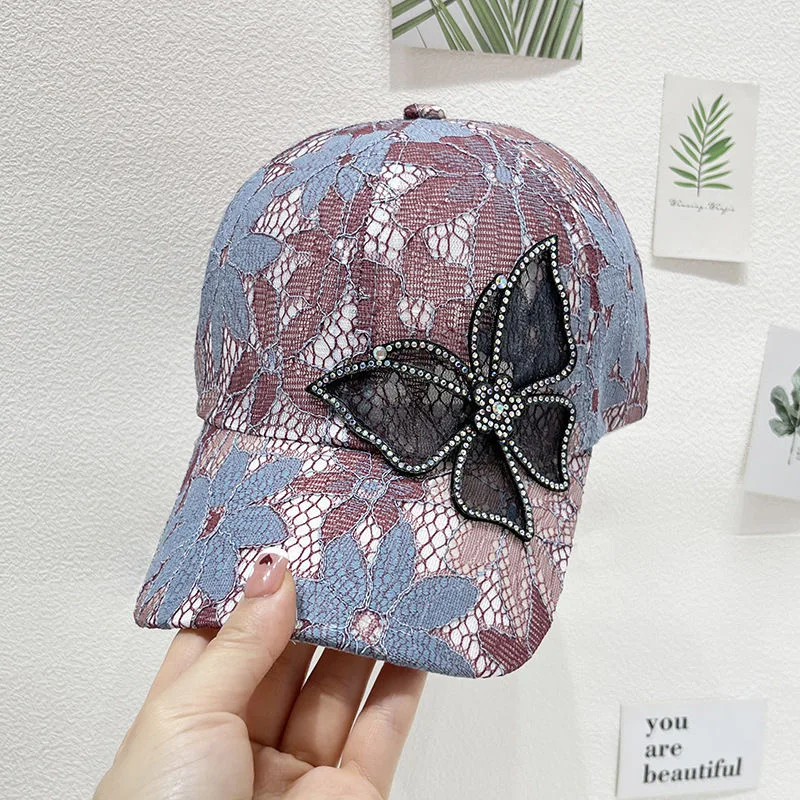 Heißer Verkauf Mode Frauen Kappe Schmetterling Blume Anhänger Baseball Kappe Weibliche Außen Einstellbare Streetwear Sommer Trucker Hut – Detail 7