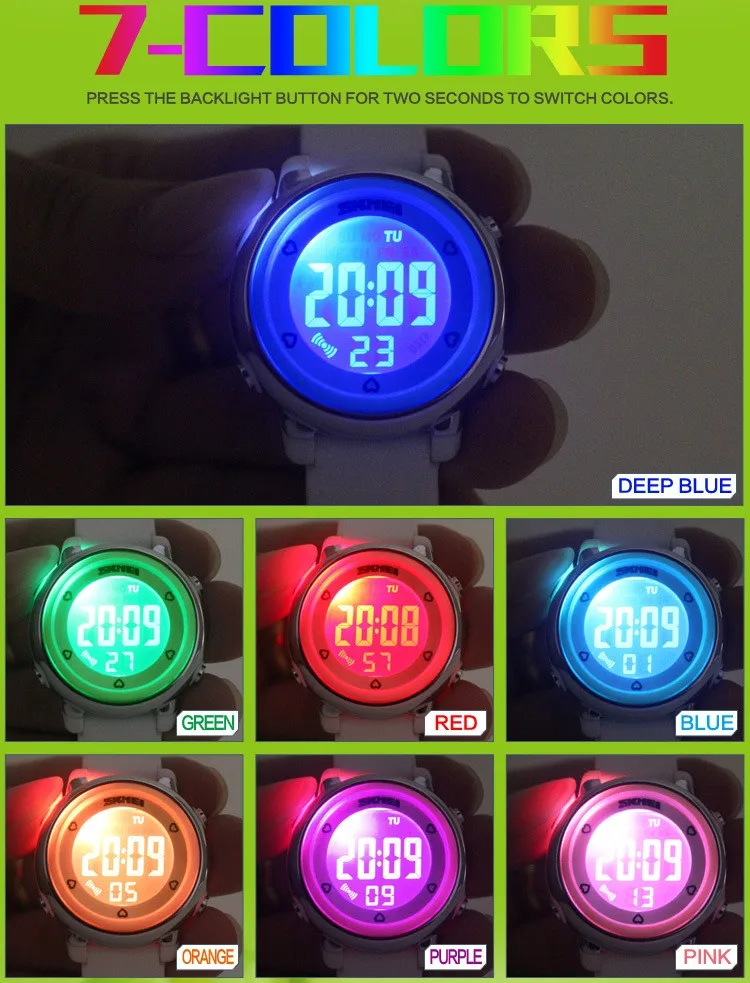 relógios de pulso digitais com luz led, data e semana