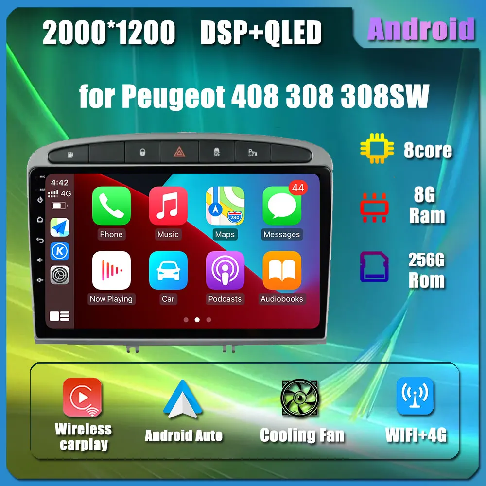 

Bluetooth Android 14 Auto For Peugeot 408 308 308SW 2010- 2016 Car Player Radio Multimedia Navigation Carplay Intelligent System