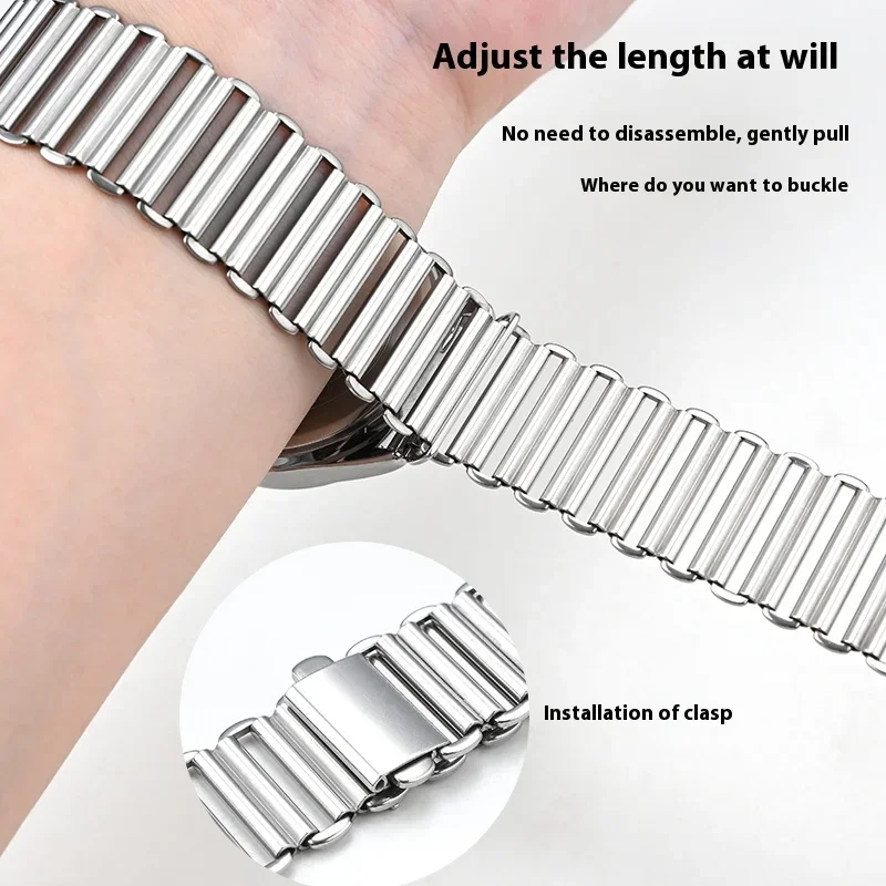 Sleek Stainless Steel Quick Release Watch Strap - Fashionable Metal Replacement Bracelet