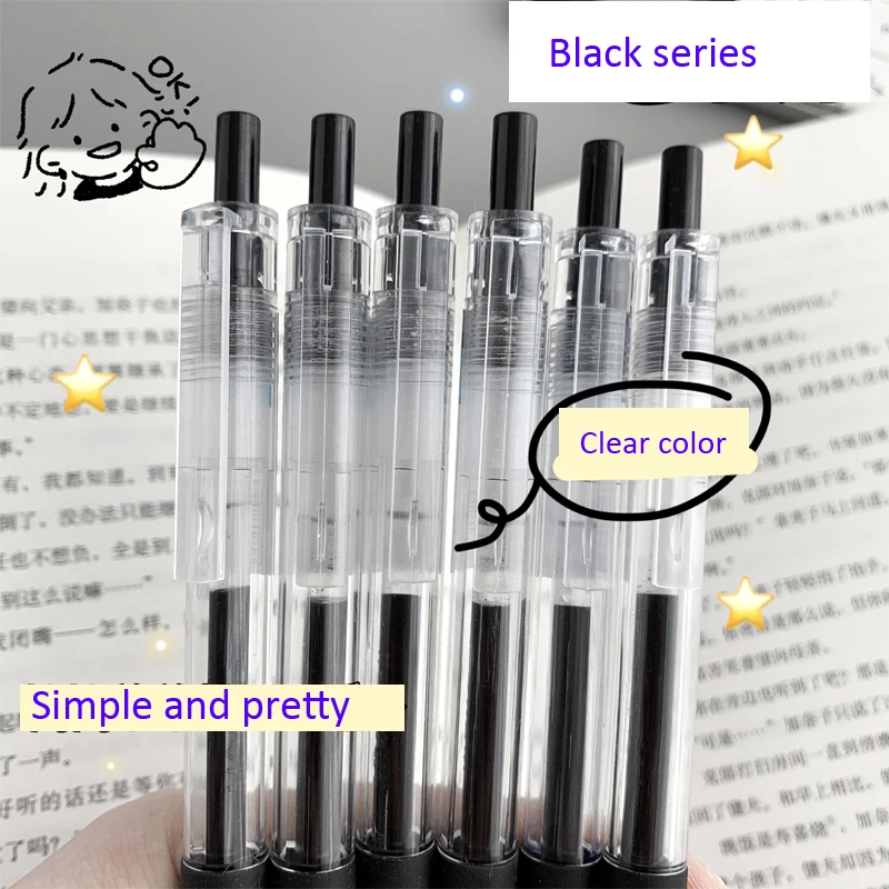 6pcs/set Solid Color Series Gel Pen Korean Fashion Stationery Gel Pen 0.5mm  Black Scrapbook Gel Pen Cute Cheap Stationery Stuff - AliExpress