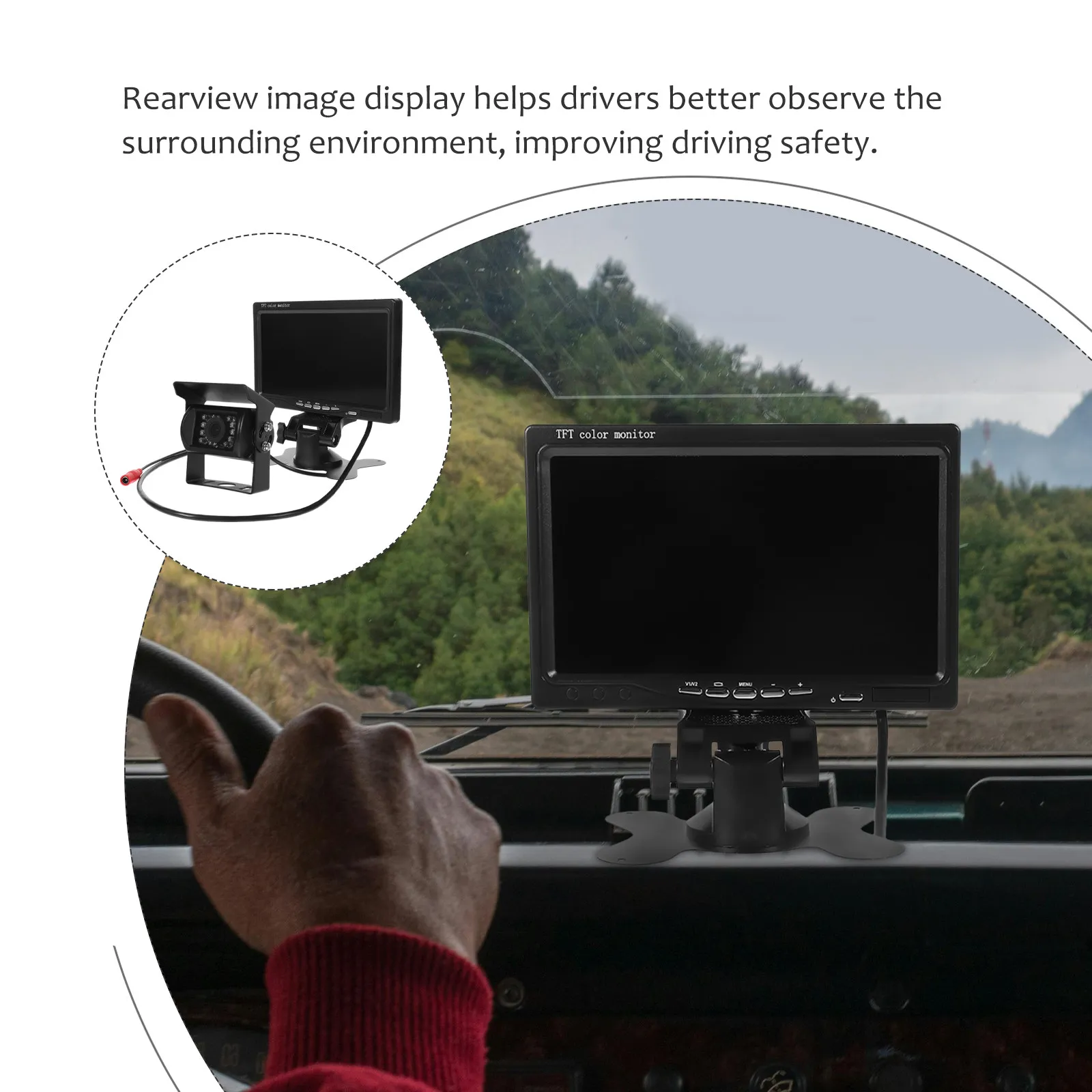 1세트 자동차 SUV 밴 트럭용 투명 디스플레이 백업 카메라 모니터 후방 이미지 디스플레이 운전 안전 강화 간편 설치