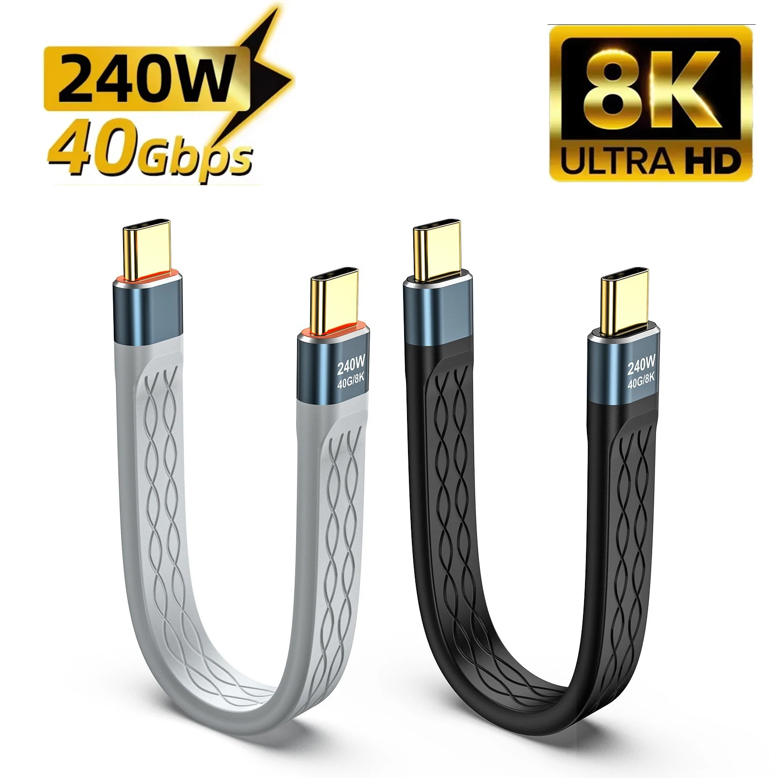 Ultra-Thin 240W High-Speed USB C Fast Charging Cable with 8K Video Support