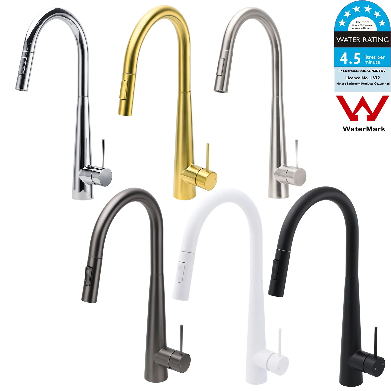 **Sydney Stock** KYLINS SUS304 Brushed Nickel Pull Out Kitchen Mixer Tap Sink Water Faucet Single Handle WaterMark Wels