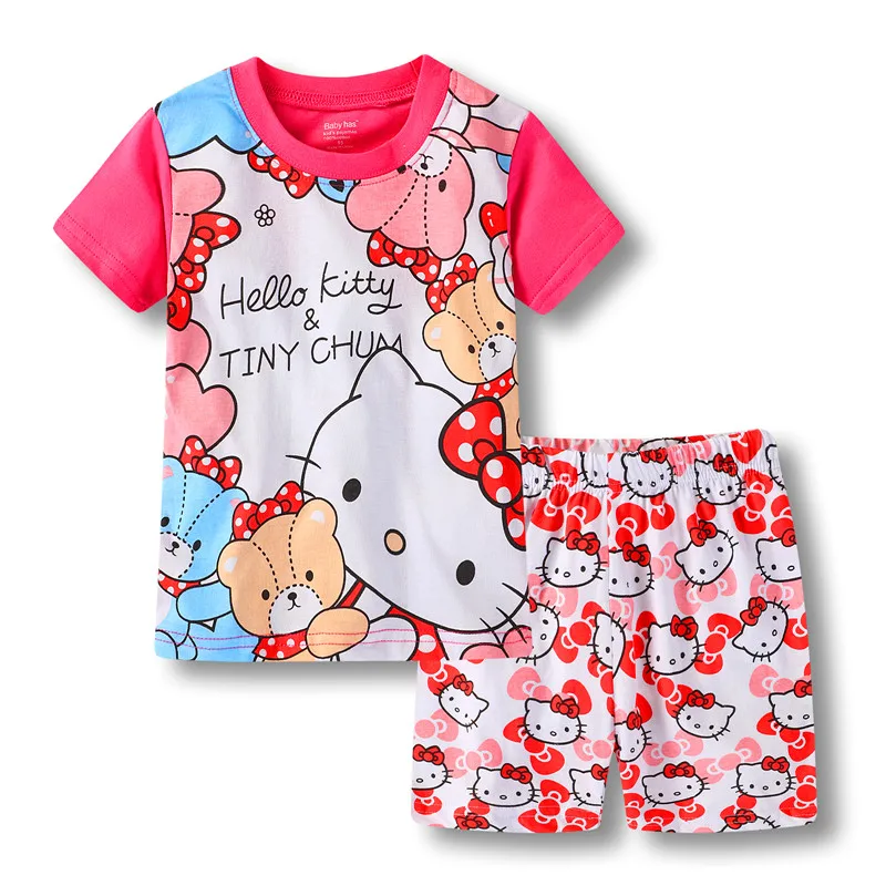 Kids pajamas set Summer Children Pajamas Set Short Sleeve Mickey Pyjamas Kids Car Boy Girls Pijamas Anna Elsa Cartoon Spiderman Baby Sleepwear
