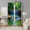 2 pcs, versatile polyester transparent curtains for home decoration Rainforest Waterfall Natural for use in bedrooms and living 4