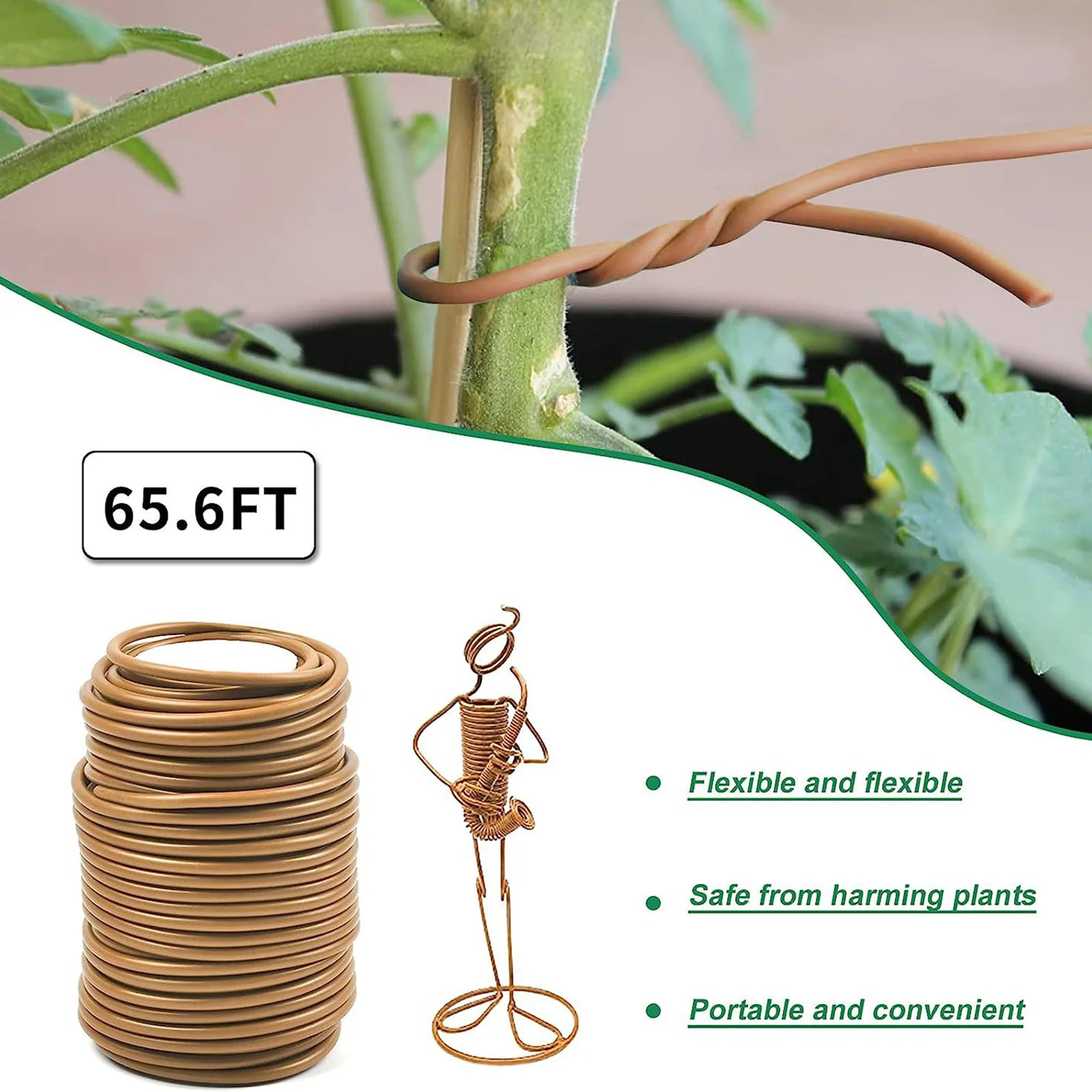 Plant Ties Plastic Plant Supports Plant Stem Support Plant Support Stick 20m Garden Tie Coated Twist Tie Reusable Rubber Ties Plant Support Twist Ties Easy Operation Plant Cables for Vegetable