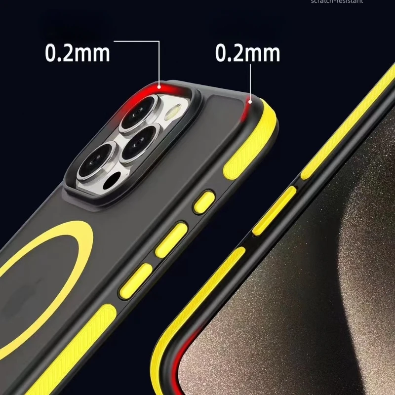 For iPhone 16 Pro Max Luxury Magsafe Magnetic Matte Bicolor Frame Phone Case For iPhone 12 13 14 15 Plus 17 Air Protective Cover view 3