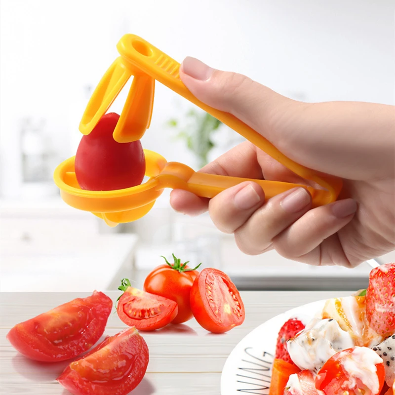 1 Pc Tomato Slicer Cutter Grape Tools Cherry Kitchen Pizza Fruit Splitter Artifact Small Tomatoes Accessories Manual Cut Gadget