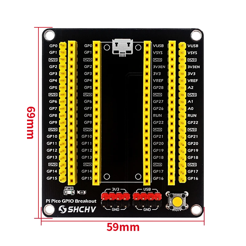 XICOOLEE Double Extension GPIO Pour Raspberry Pi Pico, Deux Jeux D'extension Externe 2 X 20 Broches, Quatre En-têtes HY-2.0-4P, RVB En Couleur, Pour Connecter Plus De Modules D'extension