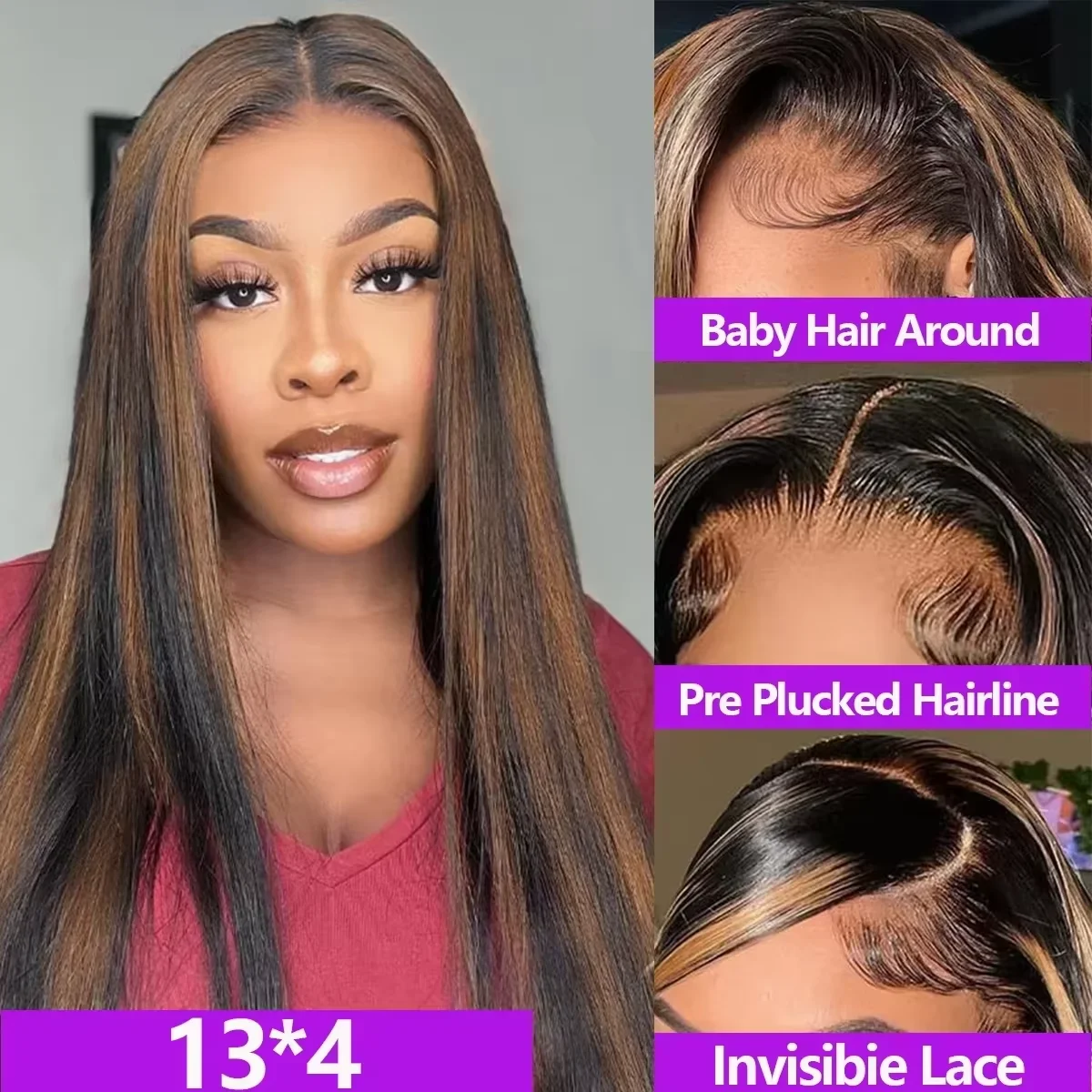 Max-lace Wig FB 30 13x4 13x6 Frontal Lace Preplucked Colored Straight Hair HD Lace Human Hair Wigs 220 Density 46 inch