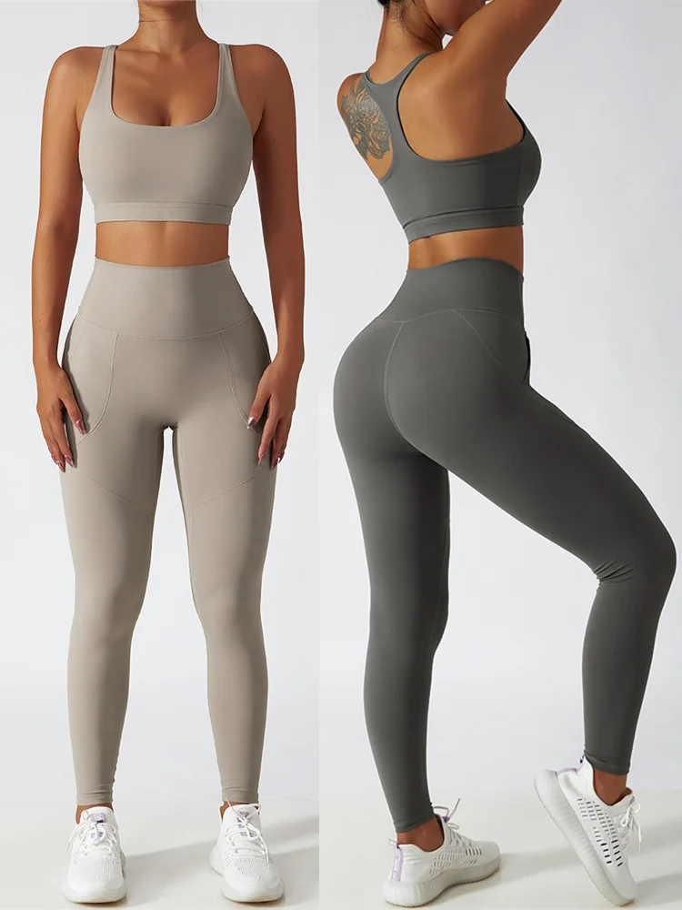 Women Sexy Yoga Fitness Sport Bra+Yoga Pants Legging Set Gym Jumsuit  Clothes