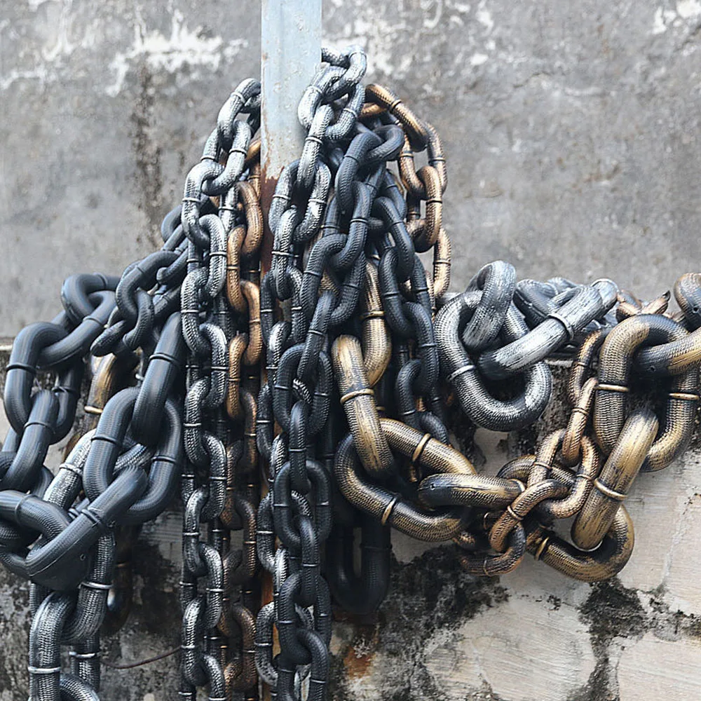 Funny Huge Dog Leash Simulation Iron Chain For Small Dogs Cats Halloween Plastic Puppy Traction Chain Dog Leads Things For Pets