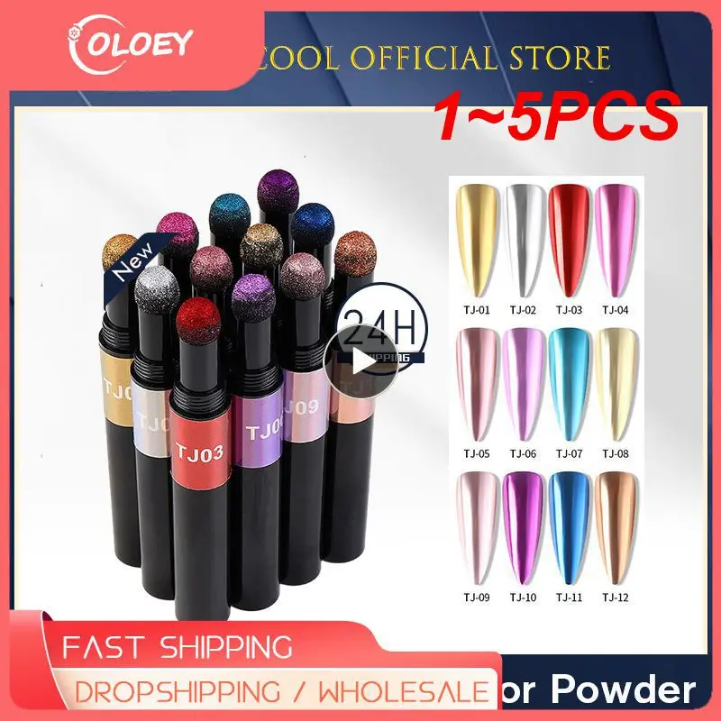 

1~5PCS Mirror Nail Air Cushion Powder Convenience Pen Nail Powder Glitter Mirror Effect Powder Manicure Nails Tips Pigment