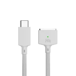 2M USB Type C to Magsafe 3 Magnetic Charger Cord - 140W Power Delivery Laptop Charging Cable Converter (White)