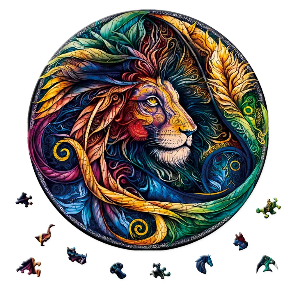Lion King Wooden Puzzle Toys Unique Shaped Wooden Puzzle For Adults And Kids Family Game Christmas Birthday Thanksgiving Gift