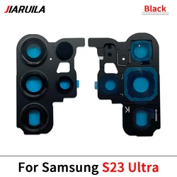Enhanced Back Camera Glass Lens Cover with Frame Holder for Smartphone Replacement (S23 Ultra Black)