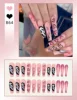 Simple French Fake Nails for All Saints' Day Apparition Almond Sweet False Nails with Glue Full Cover Artificial Press On Nail 3