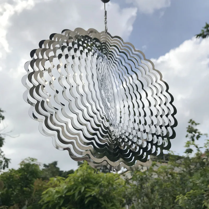 Wind Chime 1PC Garden Wind Chimes Colorful Wind Spinning 3D Rotating Tree Of Life Metal Stainless