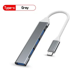 High-Speed 4-Port USB Hub with Type-C Splitter (Type-c Gray)