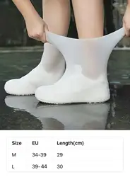 Durable Waterproof Non - Slip Silicone Shoe Covers - M (WHITE)
