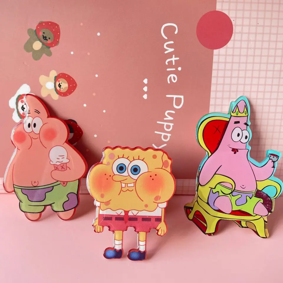 SpongeBob Portable Mini Mobile Phone Holder Patrick Acrylic Phone Holder  Suitable for IPad IPhone Desk Bracket Smartphone Anime - AliExpress