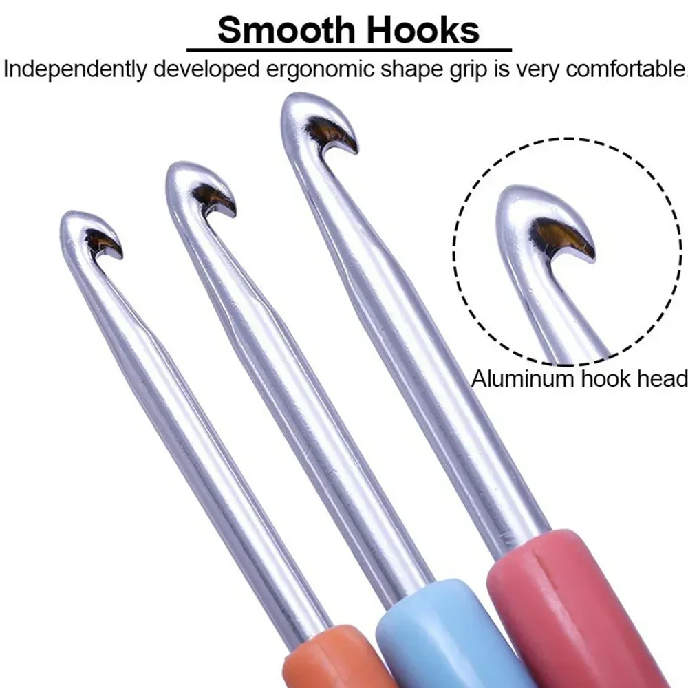 Delysia King 8 pcs/set of colorful soft plastic handle sweater crochet needle set 2.5-6mm crochet needles