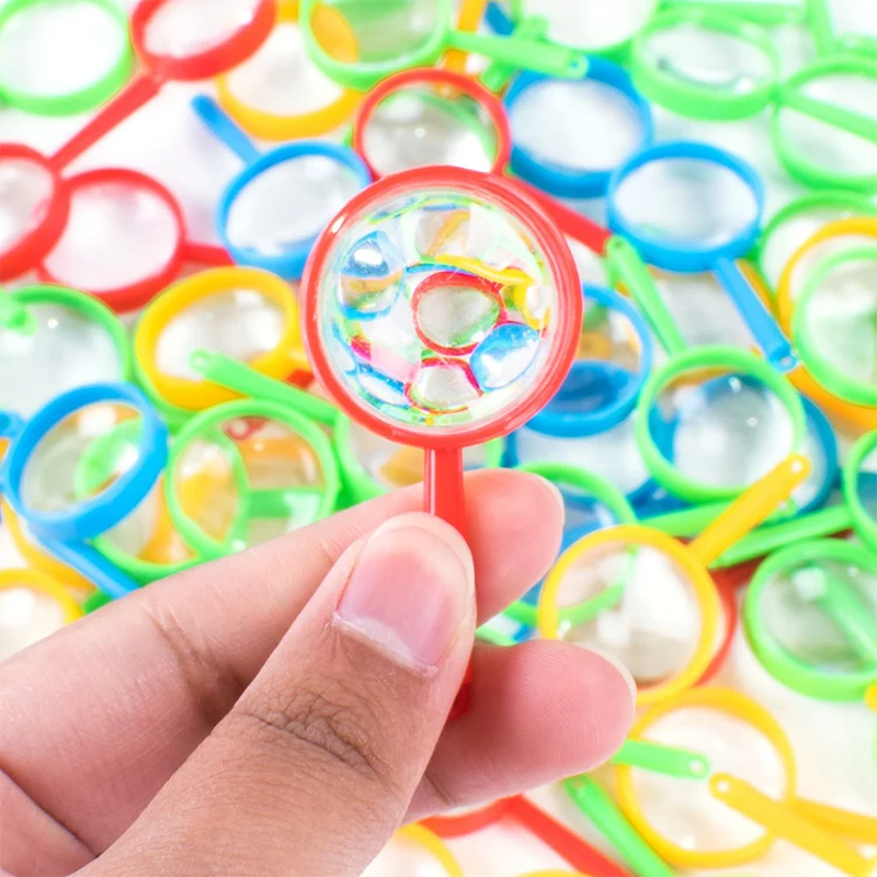 

5/10pcs Mini 2" Magnifying Glasses Plastic Pocket Children Detective Explorer Crafts Colorful Party Favors Toys Gifts for Kids