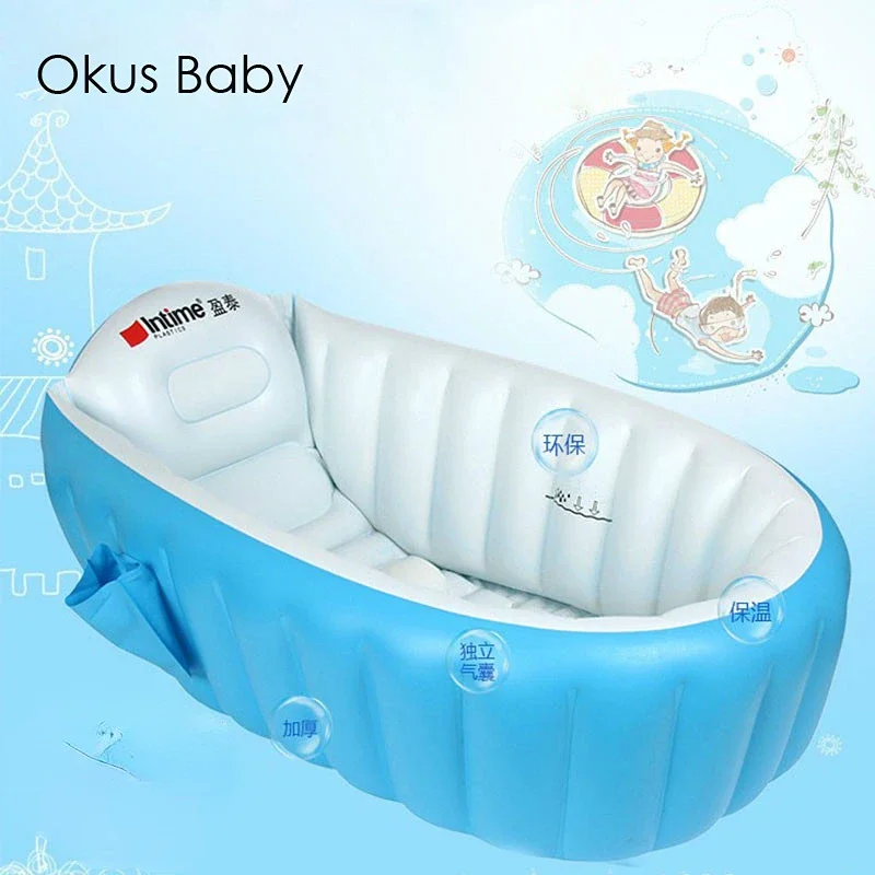 Portable bathtub inflatable Children bath tub bottom Cushion winner keep warm folding Baby Bathroom Use baby bath tub