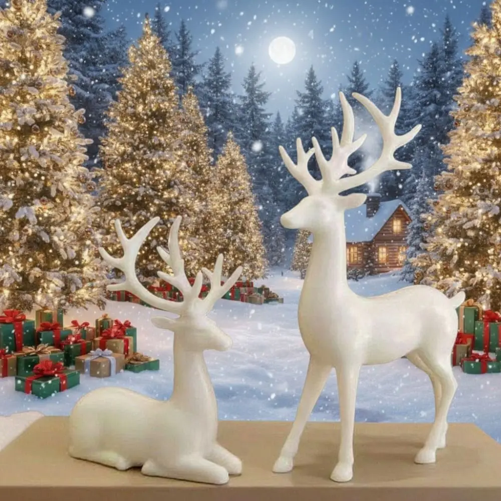 Elegant Creative Deer Desktop Ornament Modern Cute Reindeer Sculpture Exquisite Durable Christmas Deer Statue Office Desktop