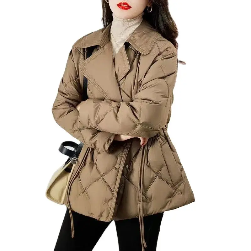 

2023 Autumn Winter Lightweight Cotton-padded Jacket Women Blazers Parka Down Short Coat Female Drawstring Slim Warm Outerwear