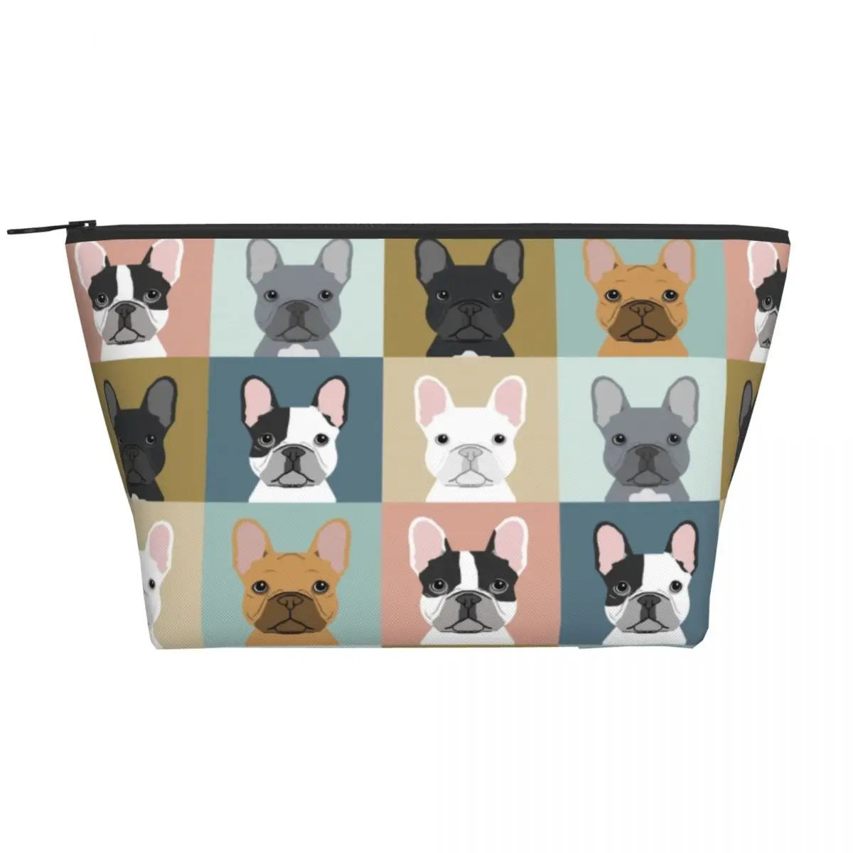 

French Bulldog Portraits Pattern Makeup Bag for Women Travel Cosmetic Organizer Fashion Frenchie Dog Lover Storage Toiletry Bags