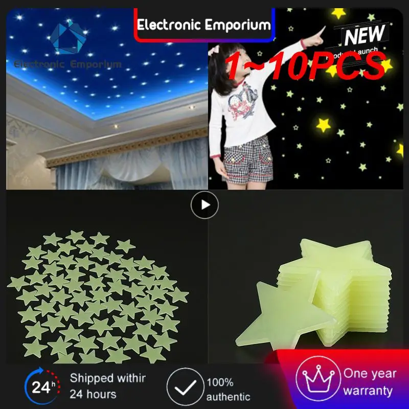 

Светящиеся звезды, Флуоресцентные 3D наклейки на стену для детской, спальни, дома, темное место, звезда, 1 ~ 10 шт.