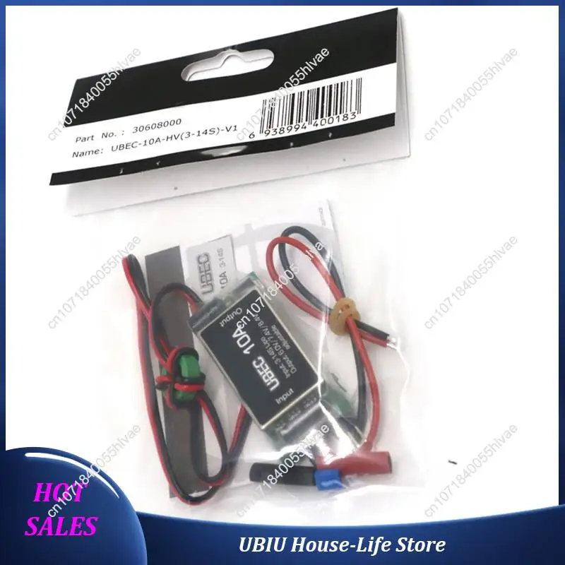 Module régulateur de tension UBEC 10A HV 3-14S pour drone RC installé sur un châssis de quadricoptère.